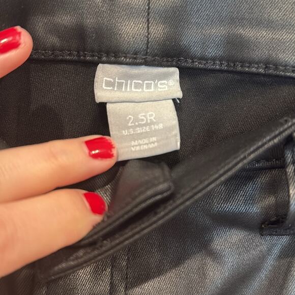 Chicos Black Coated Pants Size Large/14 - Picture 4 of 8